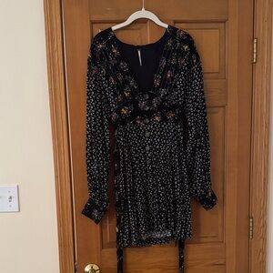 Free People Black Floral Mini Dress